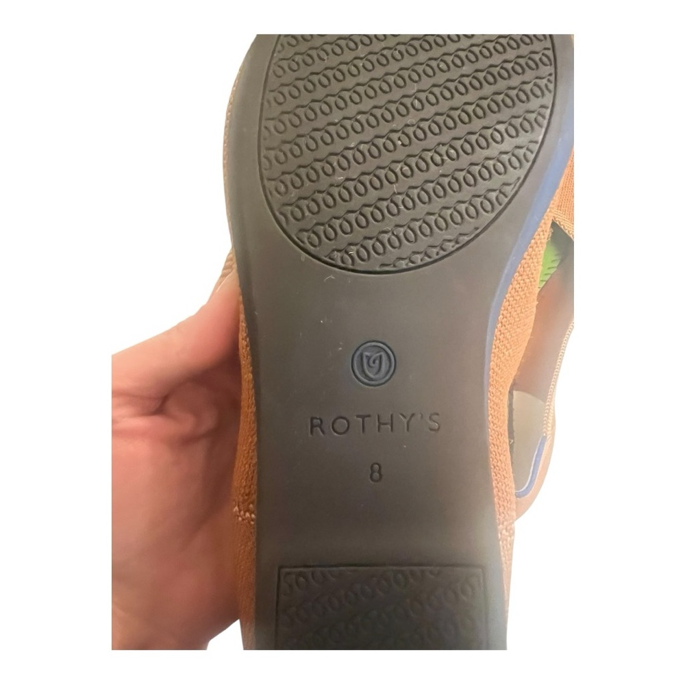 Rothy's Rust Orange Ballet Flats with Blue Trim - Picture 15 of 15
